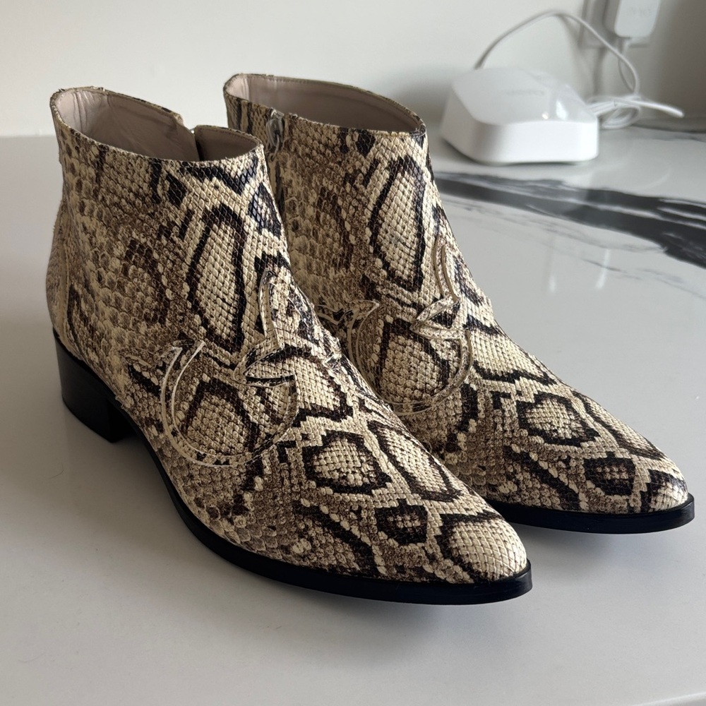 Freda Salvador Snakeskin Pattern Ankle Boots